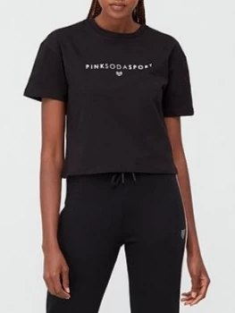 Image of Pink Soda Fuller Crop T-Shirt - Black