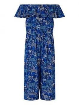 Monsoon Girls S.E.W Sadie Zebra Jumpsuit - Blue, Size 11-12 Years, Women