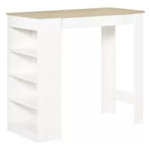 Image of Homcom Bar Table With Built In 4 Tier Shelf White And Natural