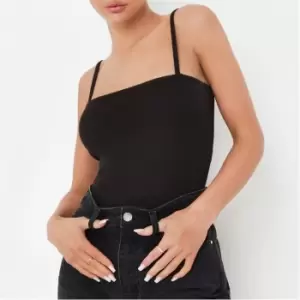 Image of Missguided Rib Square Neck Bodysuit - Black
