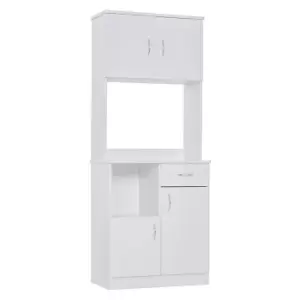 image of Homcom Freestanding Kitchen Cupboard Storage White Metal Handles