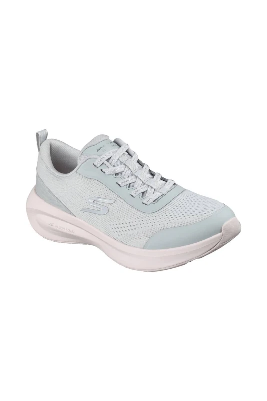 Image of Skechers Womens PLUSH FOAM Mesh Lace-Up Light Grey Size: 5 Light Grey Female 5