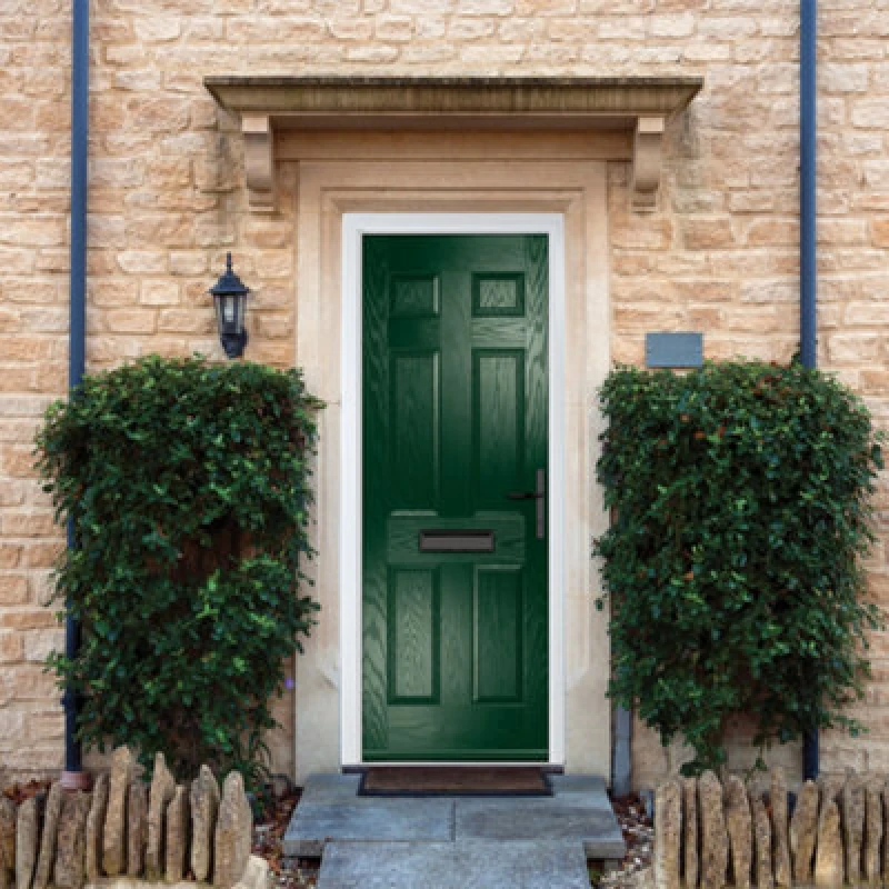 Image of Lacerta Composite Door Muirfield Solid Green 890mm X 2090mm Open In Left Hand No Glass 10 Year Guarantee - Free Delivery & Smart Lock