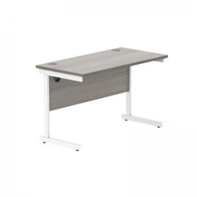 Image of Astin Rectangular Single Upright Cantilever Desk 1200x600x730 Alaskan Grey Oak/Arctic White KF803707