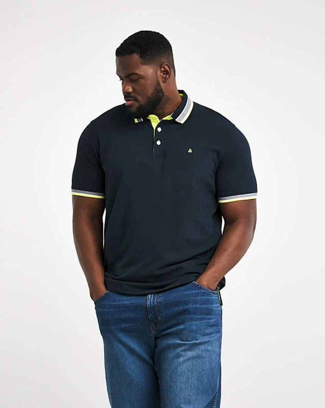 Image of jack & jones Jack & Jones Premium Paulos Tipped Polo Dark Navy - JACK & JONES - Size: 6XL(66) Dark Navy Male 6XL(66) JJ01107