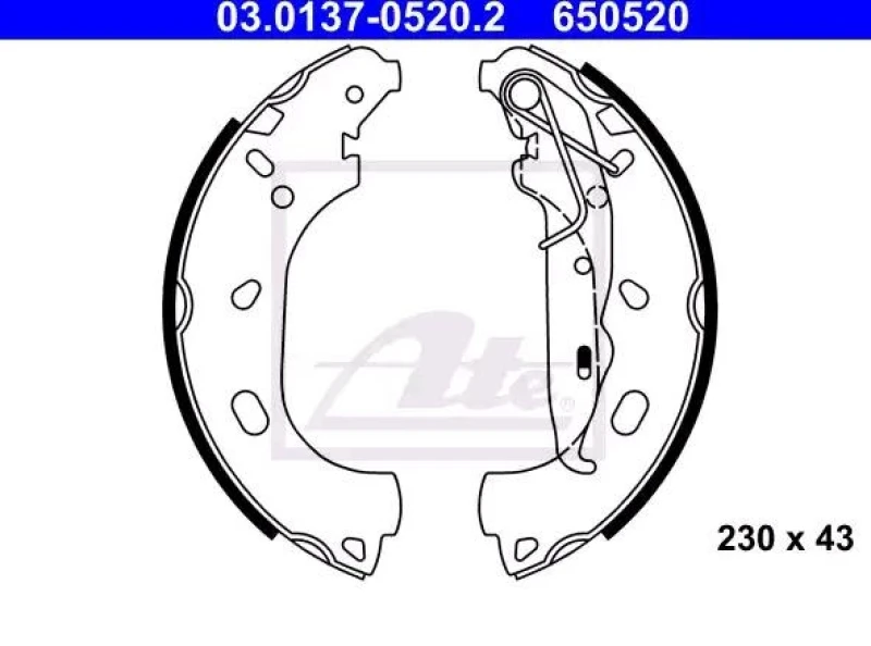 Image of ATE 03.0137-0520.2 Brake Shoes with lever Brake Shoe Set (70)