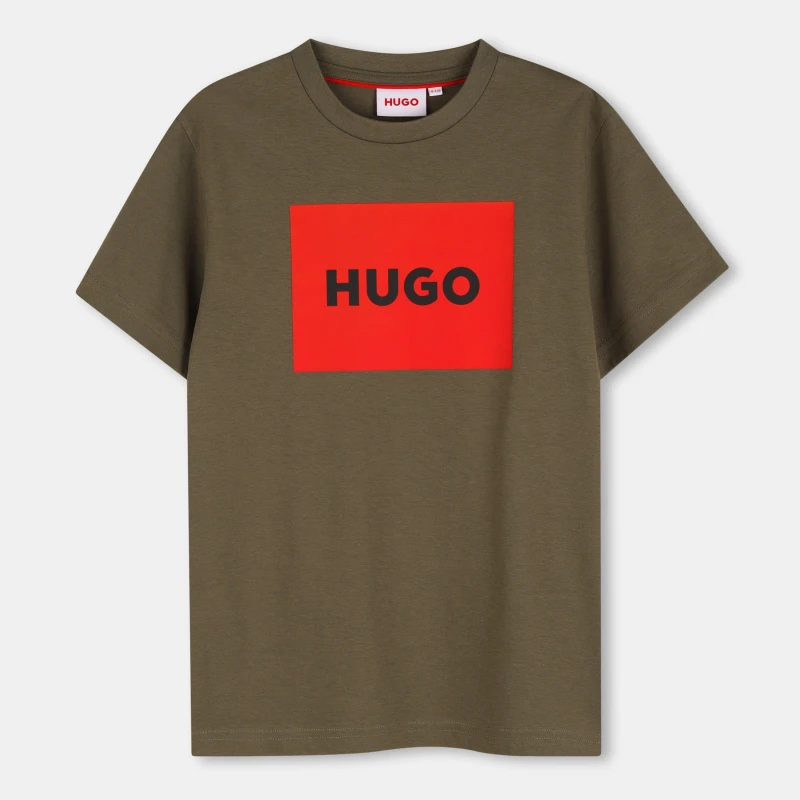 Image of Hugo Kids Square Logo T-Shirt Green male 6Y