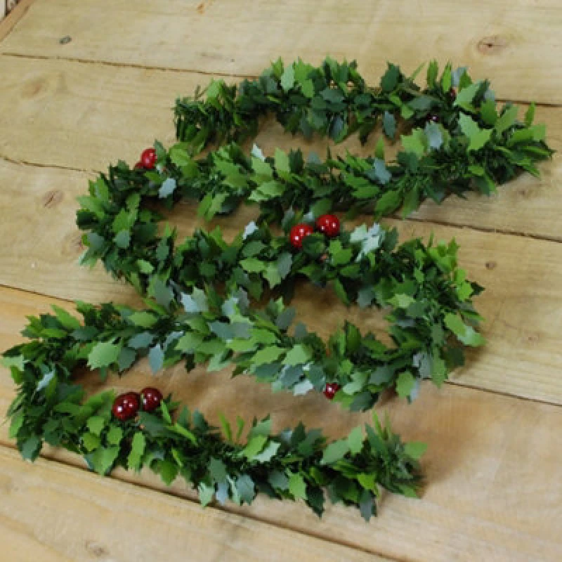 Image of Samuel Alexander 2M Christmas Holly With Red Berries Tinsel Or Garland