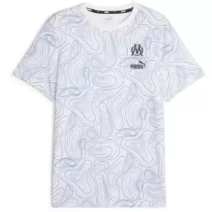 Puma Olympique De Marseille All Over Print T-Shirt 2023 2024 Adults - White