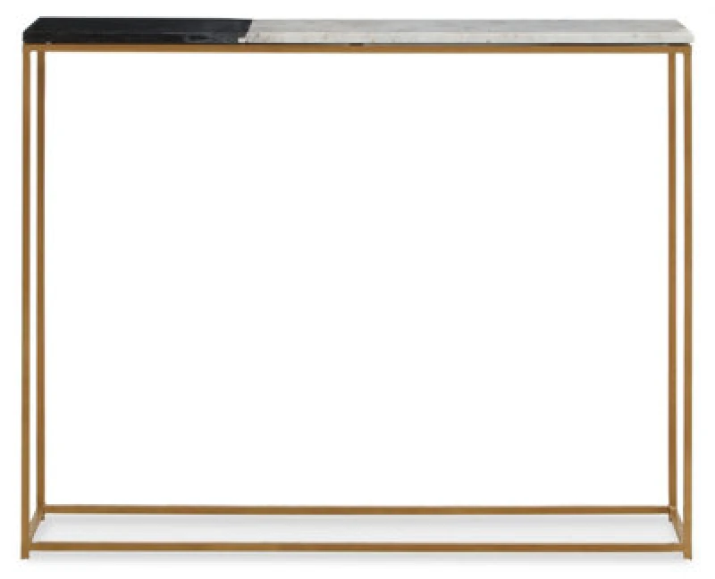 Image of Premier Housewares Interiors By Premier Console Table, Black & White Marble Top Console Table, Metal And Marble Console Table, Luxury Console Table