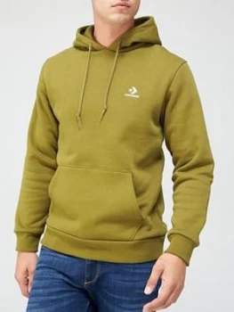 Image of Converse Embroidered Star Chevron Pullover Hoodie - Moss Green , Moss Green, Size XL, Men