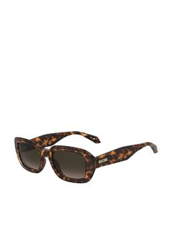 Image of Moschino Round Thick Frame Sunglasses- Dark Havana Brown WW32K Female