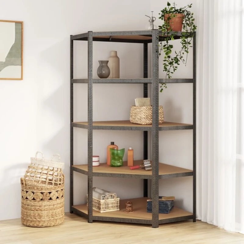 Image of VIDAXL Vidaxl - 5-Layer Heavy-duty Corner Shelf Grey Steel&Engineered Wood 8720287138457