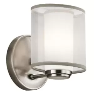 Image of Wall Light Outer Shade Satin Etched Opal Glass Tube Classic Pewter LED G9 40W