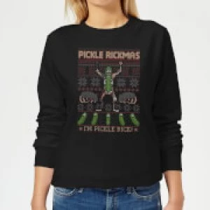 image of Rick and Morty Pickle Rick Womens Christmas Sweatshirt - Black