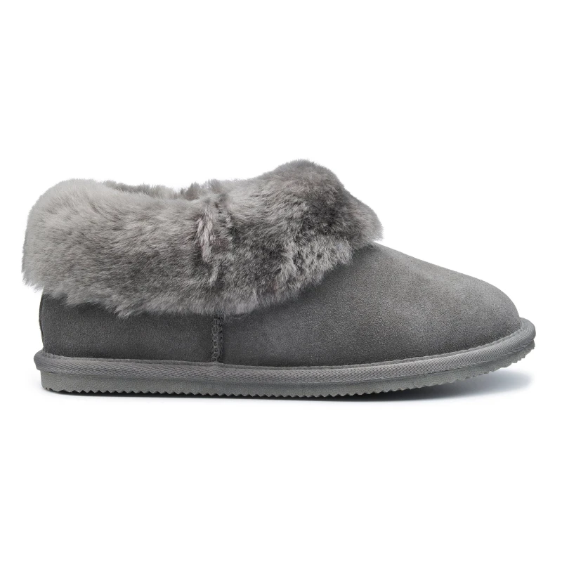 Image of Hotter Womens 'Hug' Sheepskin Slippers in Dark Grey Size: 3 Dark Grey Female 3