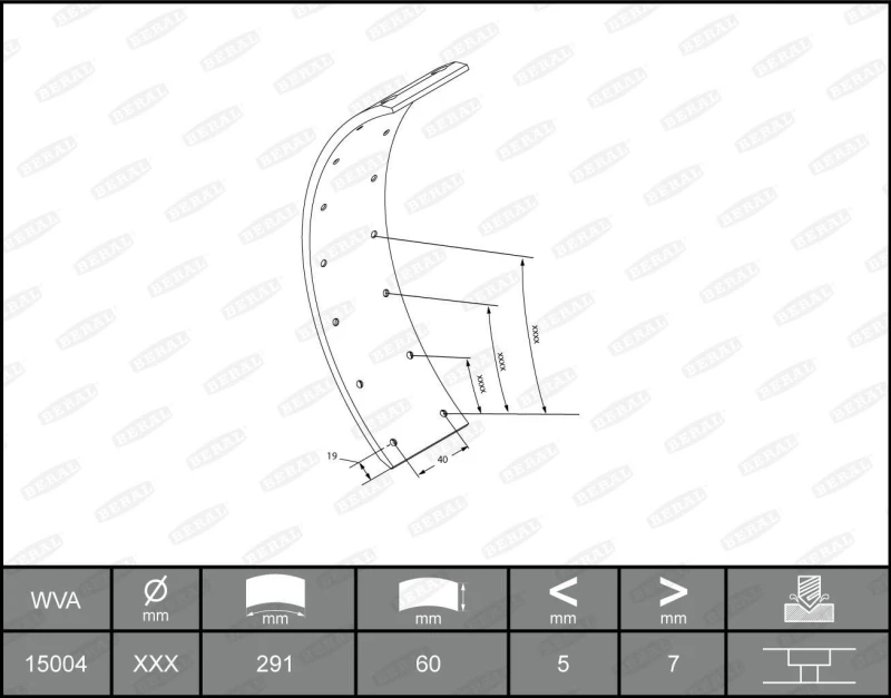 Image of Brake Lining Kit, drum brake BERAL KBL15004.0-1548