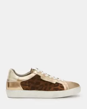 Image of AllSaints Sheer Leopard Print Leather Trainers