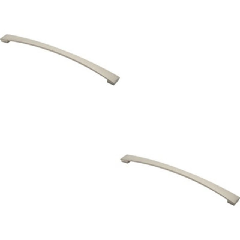 Image of Loops 2x Curved Bow Pull Handle 338 x 25mm 320mm Fixing Centres Satin Nickel Metallics unisex