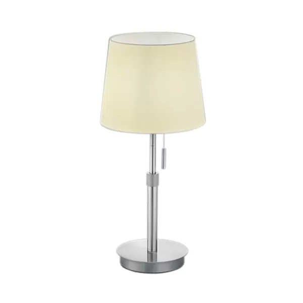 Image of Lyon Modern Table Lamp with Round Tapered Shade Nickel Matt