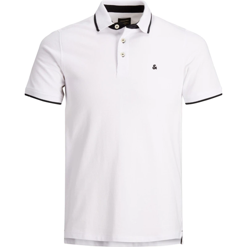 Image of Jack and Jones Paulos Tipped Pique Short Sleeve Polo Shirt White male L