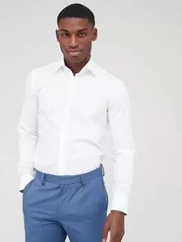 Image of BOSS Hank Kent Slim Fit Long Sleeve Shirt - White, Size 41=16In, Men