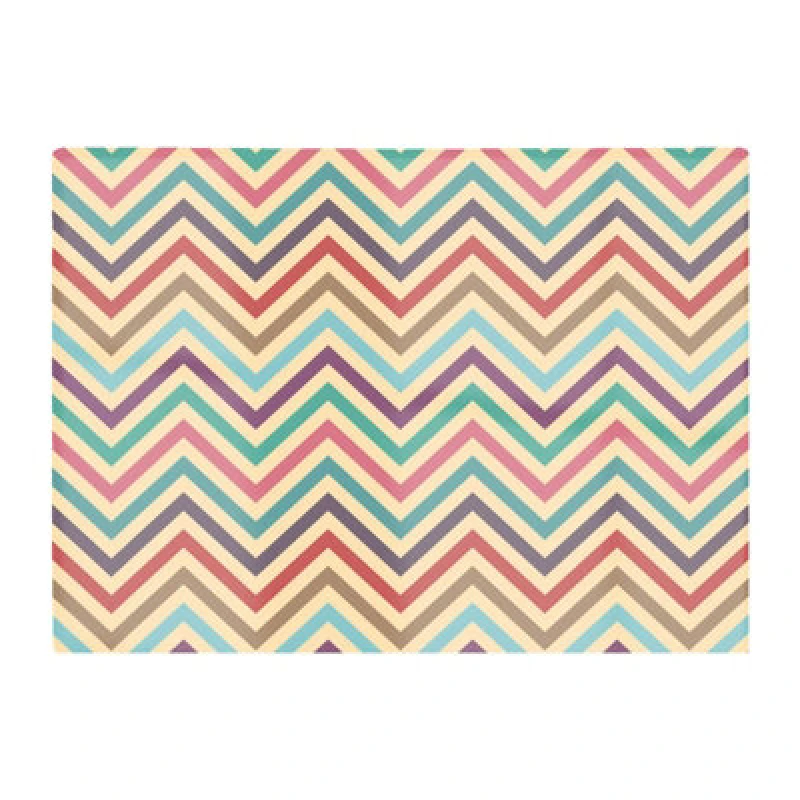 Image of Warren Reed Designer Geometric Vintage Colored Chevron Pattern Glass Chopping Board