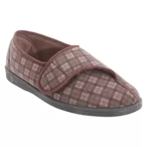 Comfylux Mens Paul Check Slippers (8 UK) (Dark Brown)