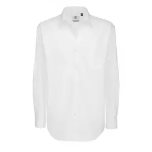 Image of B&C Mens Sharp Twill Cotton Long Sleeve Shirt / Mens Shirts (S) (White)