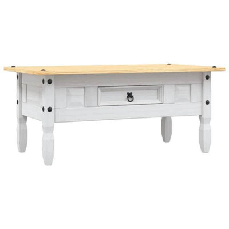 Image of vidaXL Coffee Table Mexican Pine Corona Range White Couch End Side Tea Tables