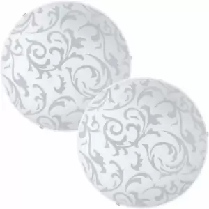 image of Loops - 2 pack Wall Flush Ceiling Light White Shade White With Satin Glass E27 1x60W