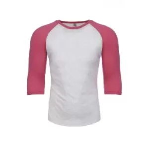 Image of Next Level Adults Unisex Tri-Blend 3/4 Sleeve Raglan T-Shirt (XXL) (Vintage Pink/Heather White)