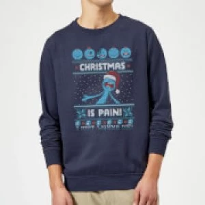 Image of Rick and Morty Mr Meeseeks Pain Christmas Sweatshirt - Navy - 3XL