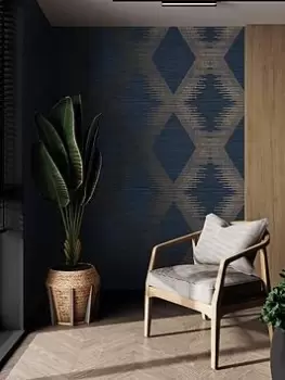Image of Superfresco Easy Serenity Geo Wallpaper - Navy/Copper