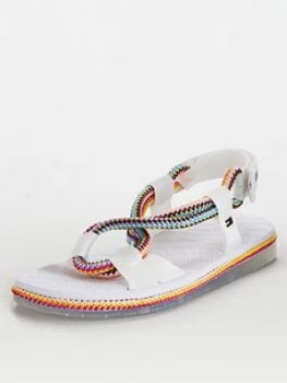 Tommy Jeans Multicolour Rope Flat Sandals - White