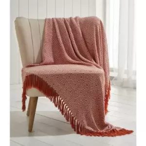 Image of Ascot Chevron Terracotta 100% Cotton Chair Sofa Couch Bed 180x250cm - Multicoloured - Portfolio
