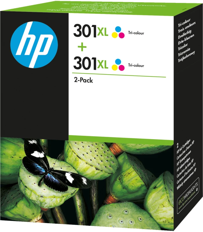Image of HP D8J46AE/301XL Printhead cartridge color high-capacity twin pack. 2x