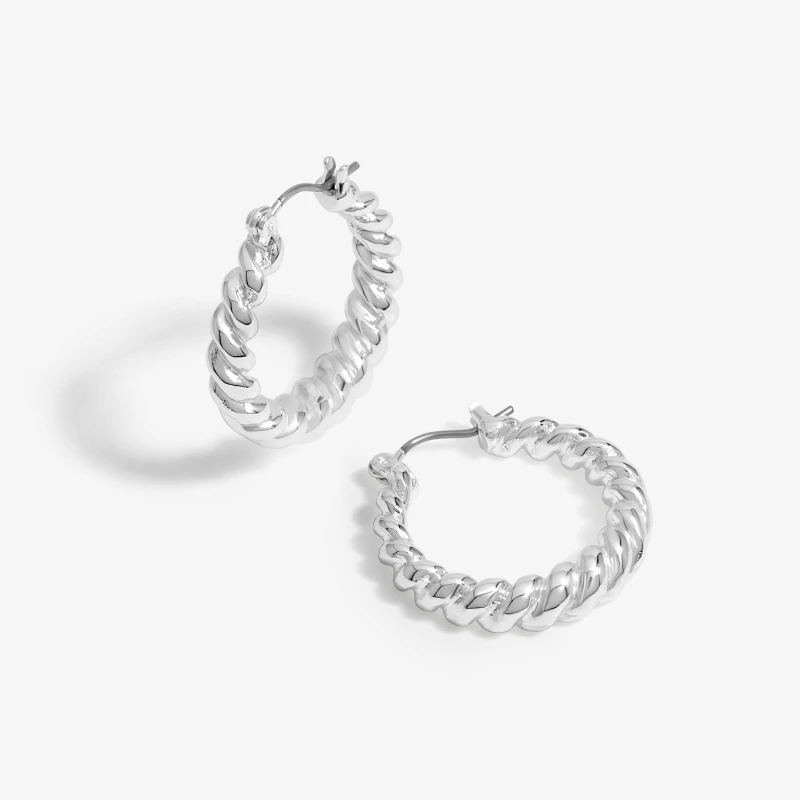 Image of Jon Richard Silver Plated Polished Twist Hoop Earrings Jewellery Sets One Size Silver 40198911000