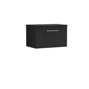 image of Nuie Arno 600mm Wall Hung 1 Drawer Vanity & Worktop Charcoal Black