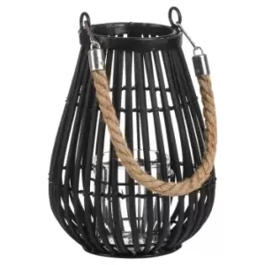 Image of Large Domed Rattan Lantern With Rope Detail
