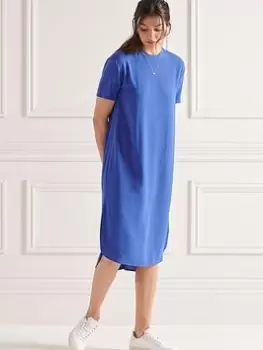 Image of Superdry Curve Hem Shift Dress - Blue Size 10, Women