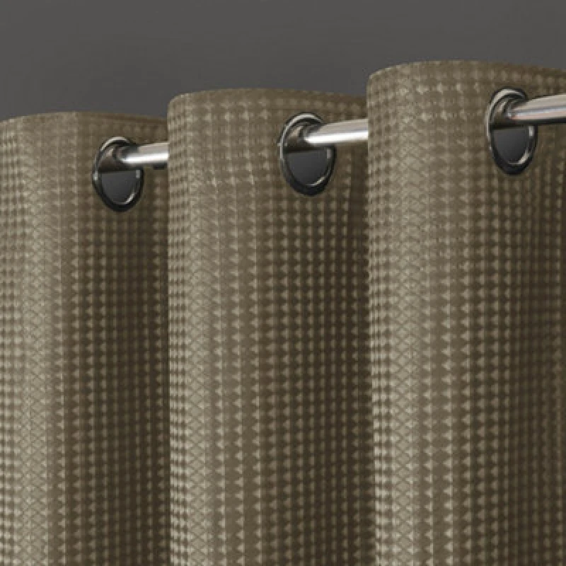 Image of Velosso Waffle Weave Total Blackout Jacquard Eyelet Header Curtains in Natural Size: 228cm width x 228cm drop Natural Unisex 228cm width x 228 cm