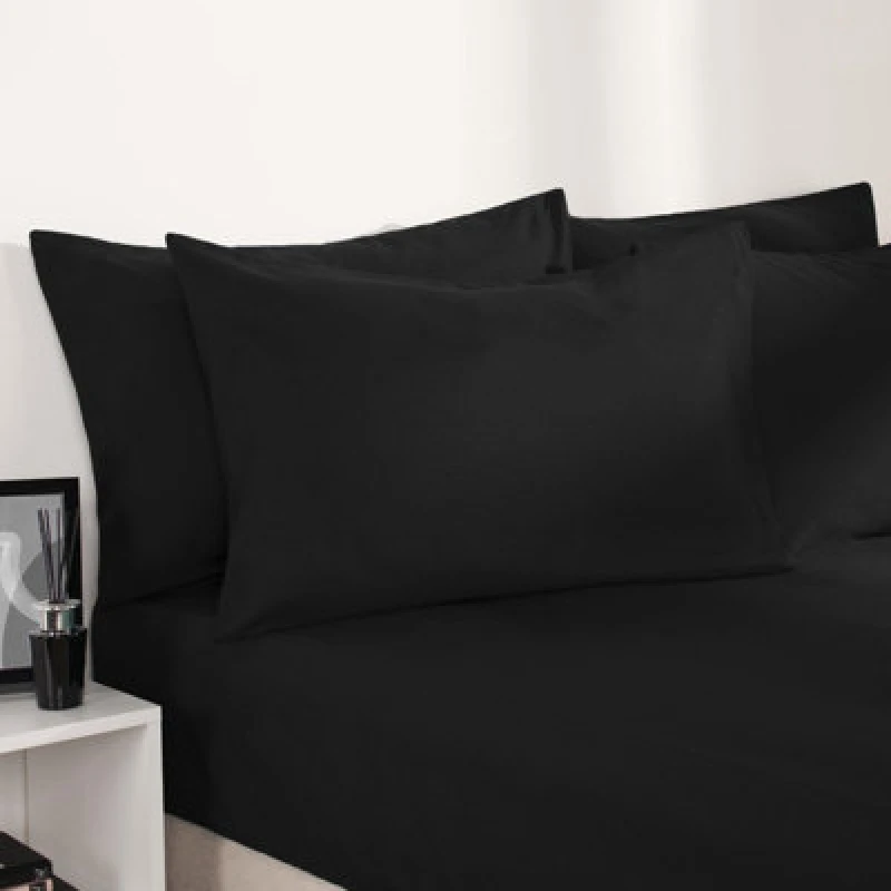 Image of OHS OHS Plain Bed Sheet Microfibre Deep Fitted Soft in Black Size: Single Black Single Unisex 5027434182763