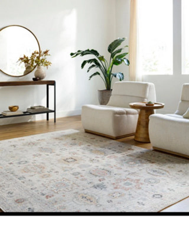 Image of Our Pnw Home X Livabliss Vintage Oriental Boho Ivory/rust Spokane Area Rug 117 X 170 Cm - Easy Care, Ideal For Living Room
