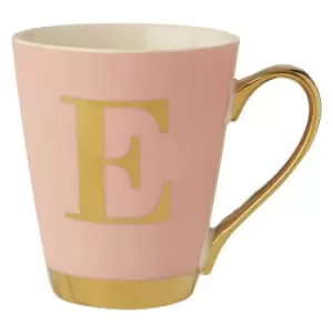 image of Bone China Pink/Gold E Alphabet Mug