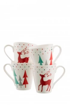 image of Aynsley Christmas Reindeer Mugs Set of 4