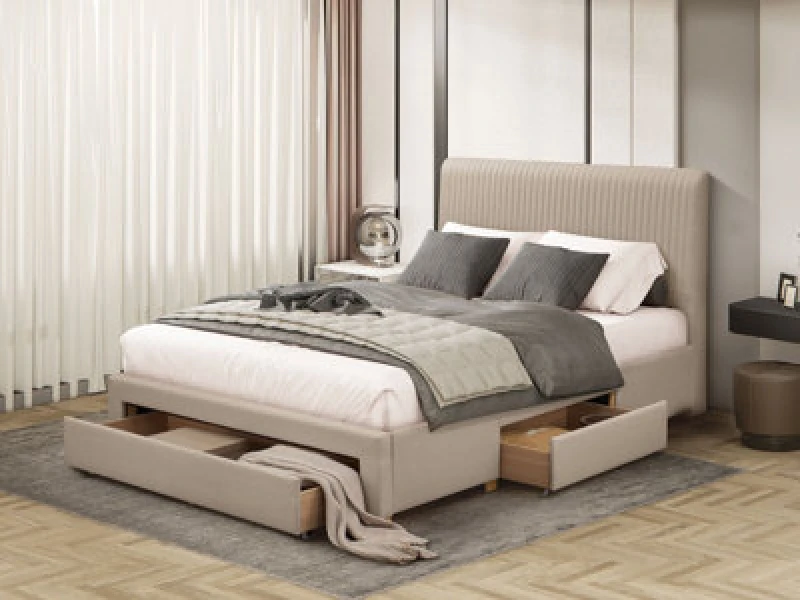 Image of Flintshire Drury Linen Fabric Bed Frame - 4ft6 Double