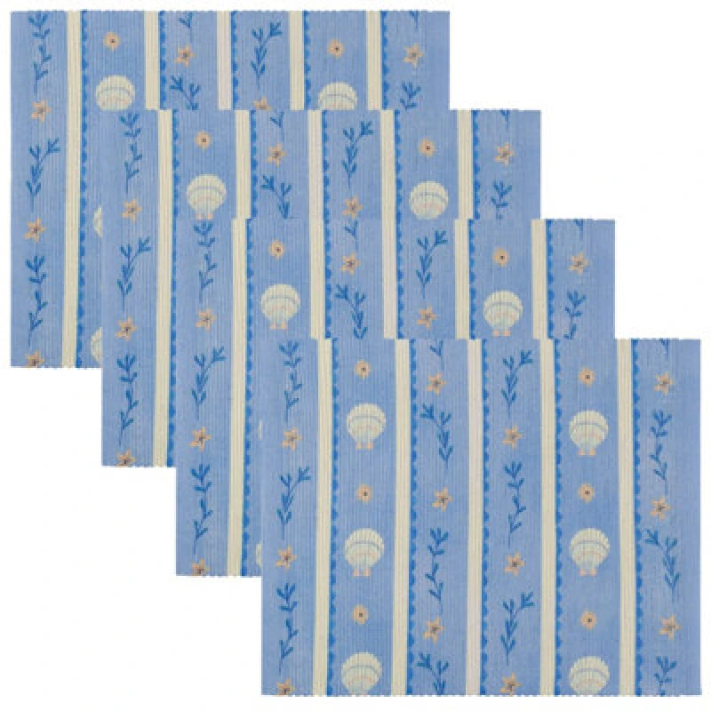 Image of Furn Furn Sea Shells Indoor/Outdoor Placemats in Blue Blue One Size Unisex 5025532823724
