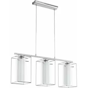 Image of Pendant Light Colour Chrome Shade Clear White Glass Satin Glass Bulb E27 3x60W