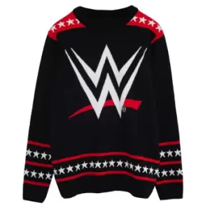 Image of WWE Mens Logo Knitted Jumper (XXL) (Black)